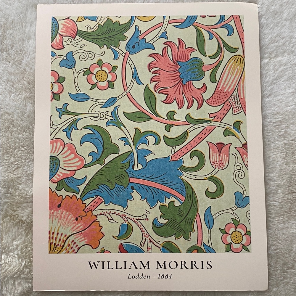 William Morris Vintage “Lodden - 1884” Red Blue Wall Art Print 11 x 14 unframed